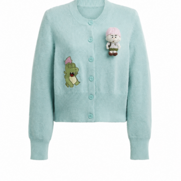 Light Blue Knit Cardigan with Applique Details