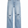 Light Wash Straight-Leg Jeans with Knee Rips
