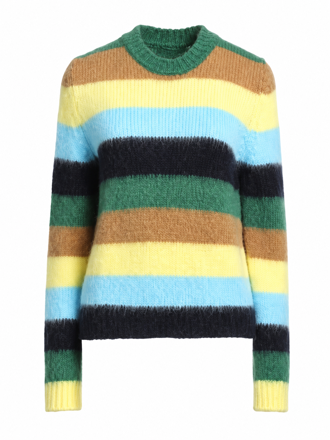 Multicolor Horizontal Stripe Fuzzy Knit Sweater