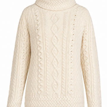 Ivory Cable Knit Turtleneck Sweater