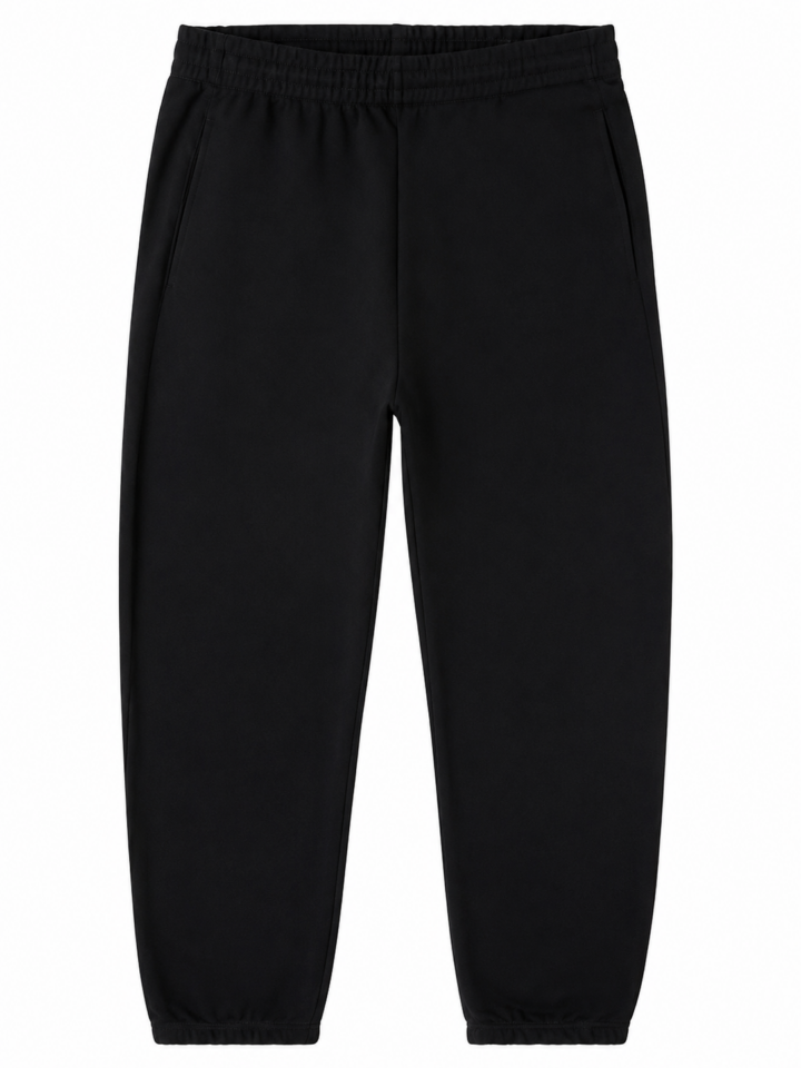 Solid Black Jogger Pants with Cuffed Ankles
