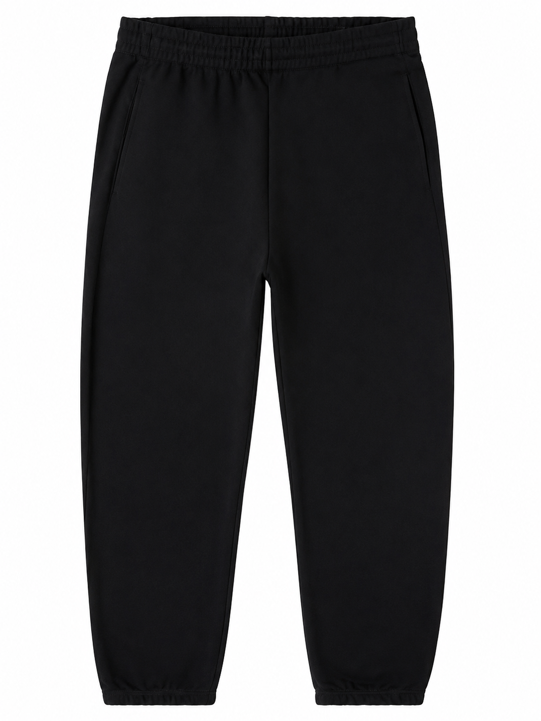 Solid Black Jogger Pants with Cuffed Ankles