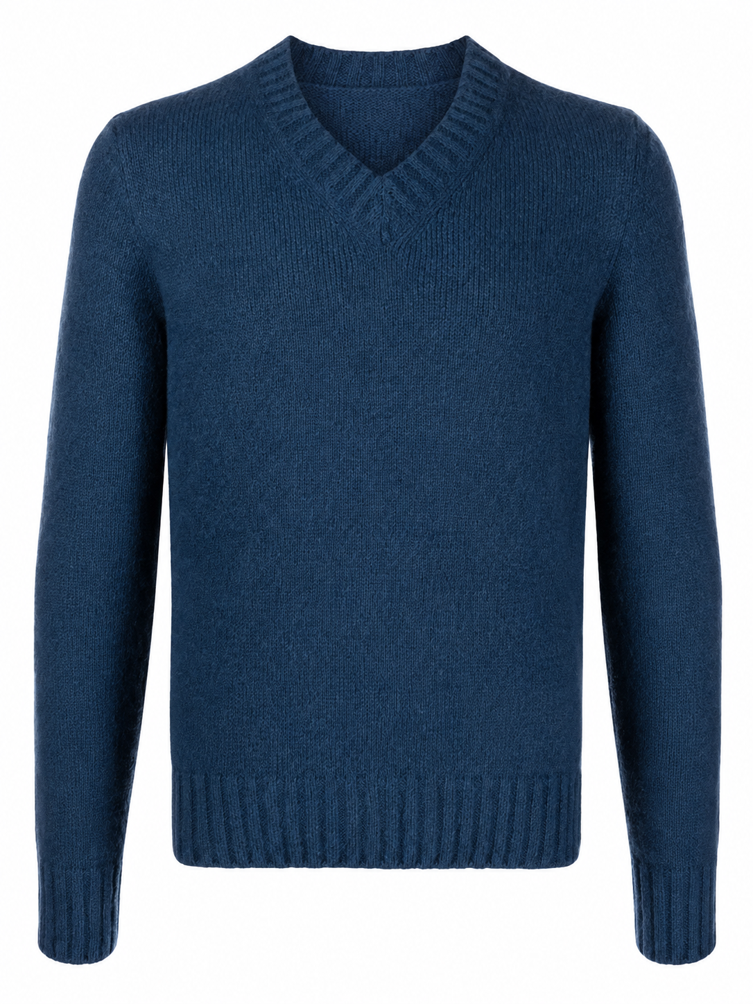 Dark Blue V-Neck Knit Sweater