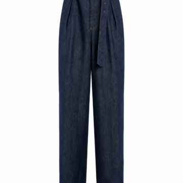 Dark Indigo High-Rise Wide-Leg Pleated Jeans