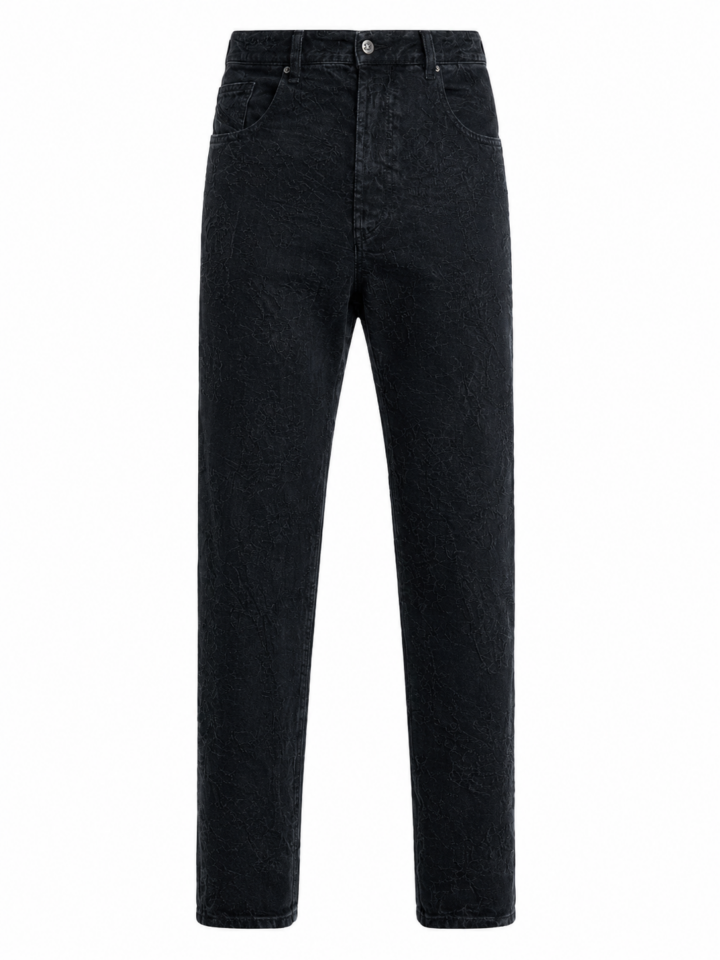 Washed Black High-Waisted Straight-Leg Jeans