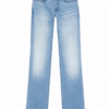 Light-Wash Blue High-Rise Straight-Leg Jeans with Laser Fade