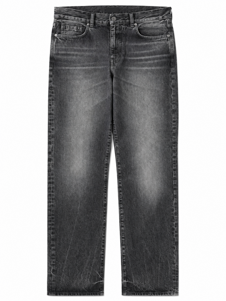 Faded Grey-Black Straight Leg Jeans