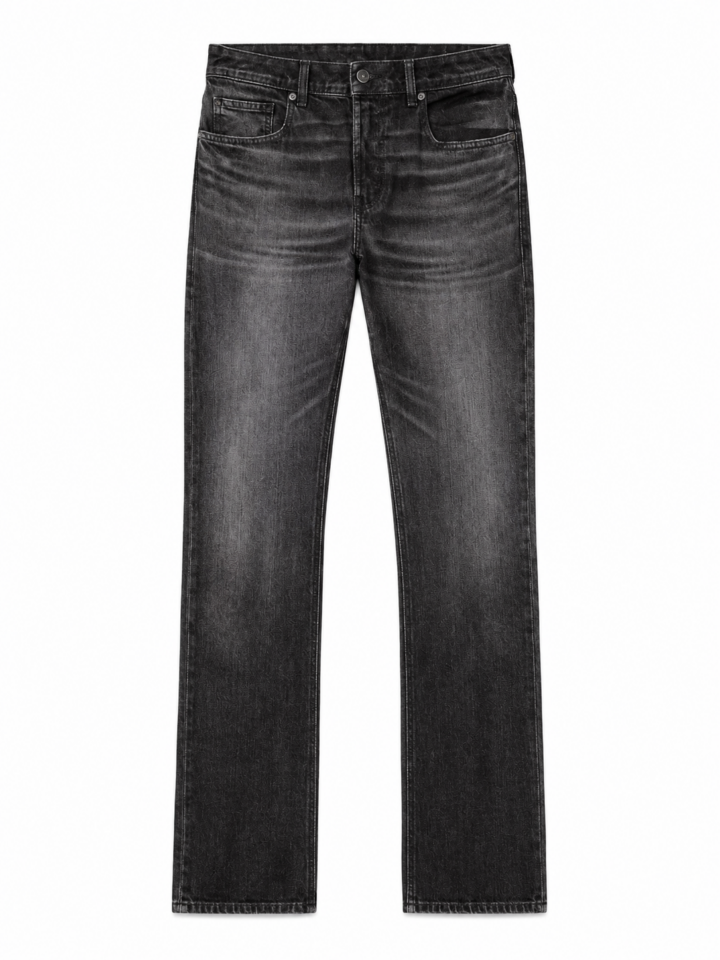 Black Faded Straight Leg Jeans